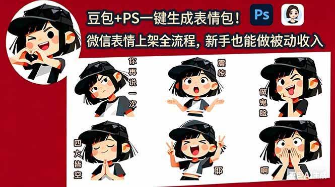 (18402期)豆包+PS一键生成表情包!微信表情上架全流程,新手也能做被动收入-航海圈
