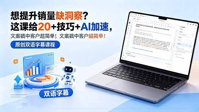 (18408期)想提升销量缺洞察?这课给 20 + 技巧 + AI 加速,文案戳中客户超简单!【原创双语字幕】-航海圈