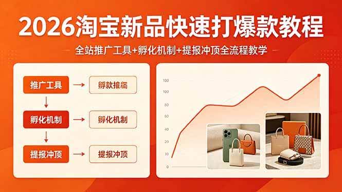 (18422期) 2026淘宝新品快速打爆款教程,全站推广工具+孵化机制+提报冲顶全流程教学-航海圈