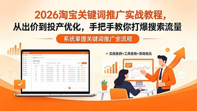 (18423期)2026淘宝关键词推广实战教程,,从出价到投产优化,手把手教你打爆搜索流量-航海圈