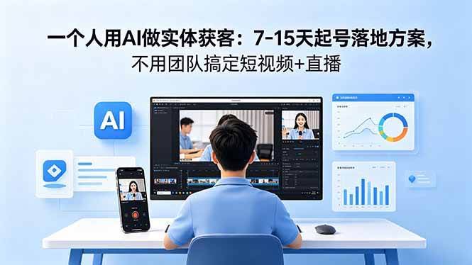 (18432期)一个人用AI做实体获客:7-15天起号落地方案,不用团队搞定短视频+直播-航海圈