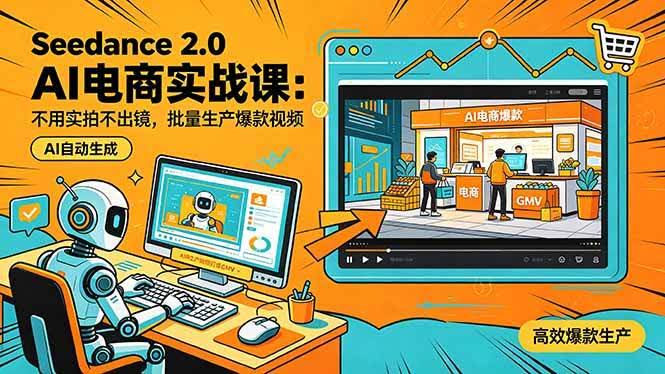 (18433期)Seedance 2.0 AI电商实战课:不用实拍不出镜,批量生产爆款视频打爆GMV-航海圈