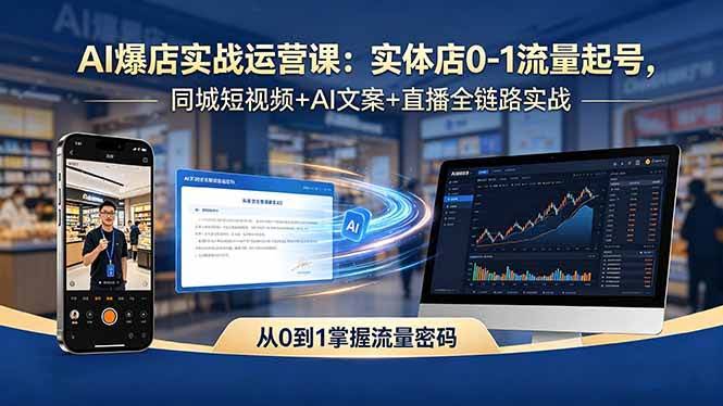 (18451期)AI爆店实战运营课:实体店0-1流量起号,同城短视频+AI文案+直播全链路实战-航海圈