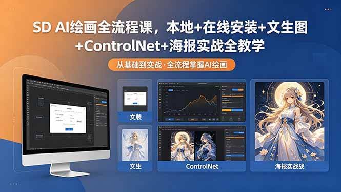 (18453期)SD AI绘画全流程课,本地+在线安装+文生图+ControlNet+海报实战全教学-航海圈