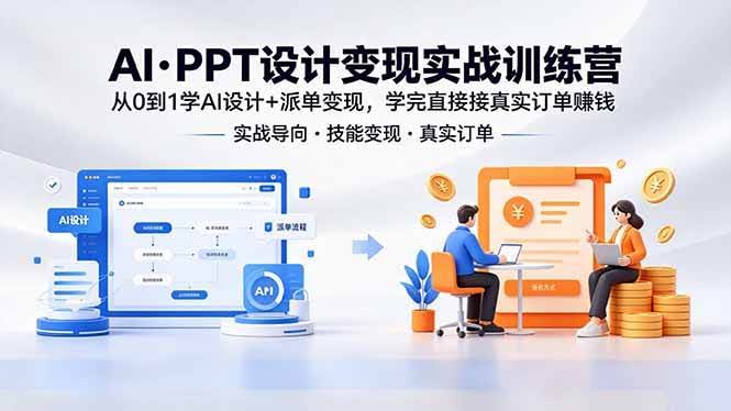 (18458期)AI·PPT设计变现实战训练营,从0到1学AI设计+派单变现,学完直接接真实订单赚钱-航海圈