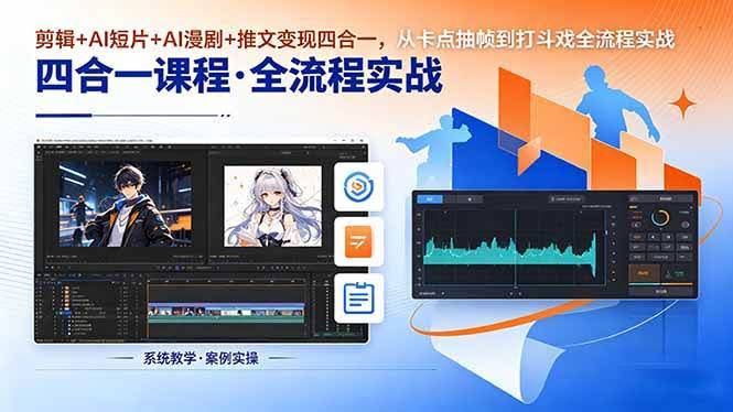 (18463期)剪辑+AI短片+AI漫剧+推文变现四合一,从卡点抽帧到打斗戏全流程实战-航海圈