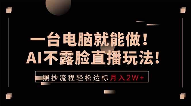 （18472期）一台电脑就能做！AI不露脸直播玩法，照抄流程轻松达标月入2W+-航海圈