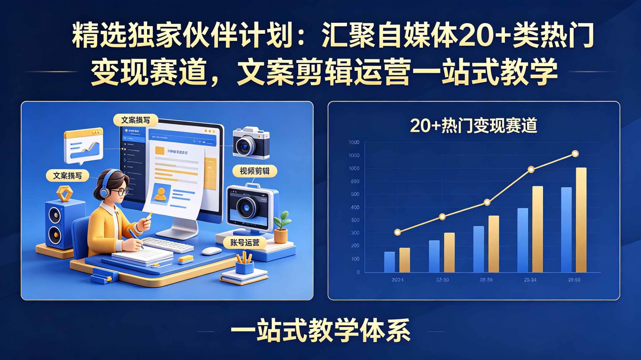 (18478期)精选独家伙伴计划:汇聚自媒体20+类热门变现赛道,文案剪辑运营一站式教学-航海圈