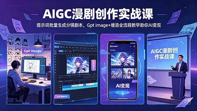 (18482期)AIGC漫剧创作实战课-更新5月16,提示词批量生成分镜剧本,Gpt image+维洛全流程教学助你AI变现-航海圈