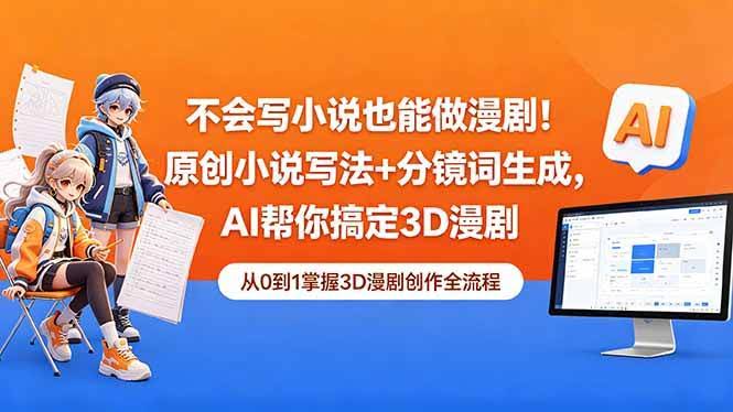 (18512期)不会写小说也能做漫剧!原创小说写法+分镜词生成,AI帮你搞定3D漫剧-航海圈