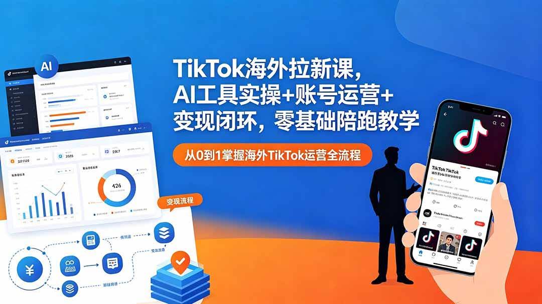 (18522期)TikTok海外拉新课,AI工具实操+账号运营+变现闭环,零基础陪跑教学-航海圈