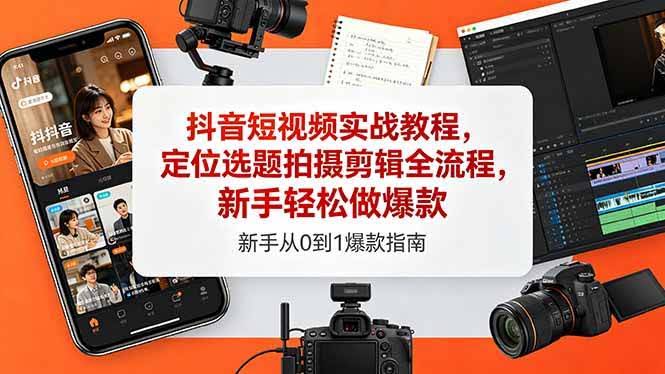 (18524期)抖音短视频实战教程,定位选题拍摄剪辑全流程,新手轻松做爆款-航海圈