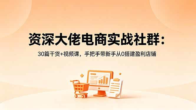 (18529期)资深大佬电商实战社群:30篇干货+视频课,手把手带新手从0搭建盈利店铺-航海圈