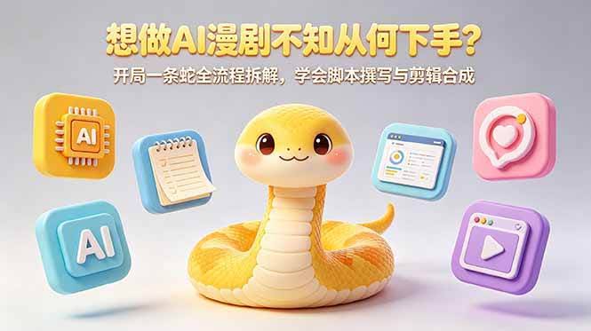 (18550期)想做AI漫剧不知从何下手?开局一条蛇全流程拆解,学会脚本撰写与剪辑合成-航海圈
