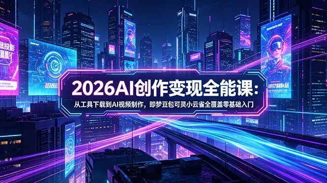 (18553期)2026AI创作变现全能课-更新5月:从工具下载到AI视频制作,即梦豆包可灵小云雀全覆盖零基础入门-航海圈