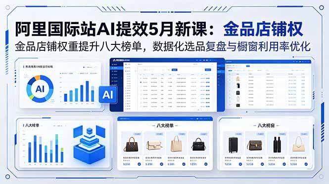 (18556期)阿里国际站AI提效5月新课:金品店铺权重提升八大榜单,数据化选品复盘与橱窗利用率优化-航海圈