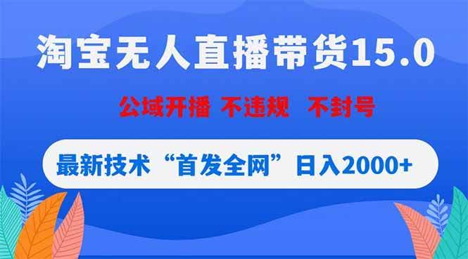 （18562期）淘宝无人直播带货15.0，不封号，不违规，公域玩法，首发全网日入2000+-航海圈