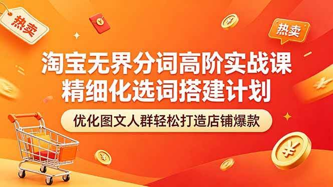 (18564期)淘宝无界分词高阶实战课 精细化选词搭建计划 优化图文人群轻松打造店铺爆款-航海圈