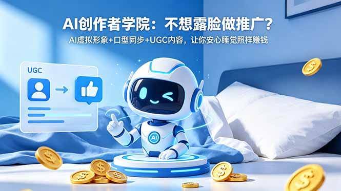 (18599期)AI创作者学院:不想露脸做推广?AI虚拟形象+口型同步+UGC内容,让你安心睡觉照样赚钱-航海圈