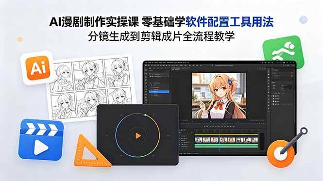 (18605期)AI漫剧制作实操课 零基础学软件配置工具用法 分镜生成到剪辑成片全流程教学-航海圈