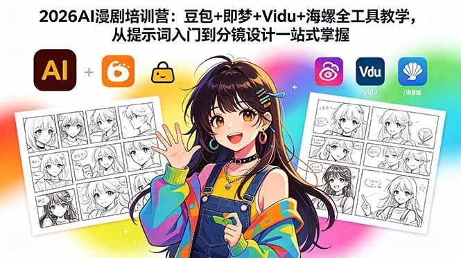 (18607期)2026AI漫剧培训营:豆包+即梦+Vidu+海螺全工具教学,从提示词入门到分镜设计一站式掌握-航海圈