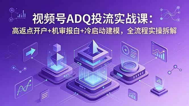 (18623期)视频号ADQ投流实战课:高返点开户+机审报白+冷启动建模,全流程实操拆解-航海圈