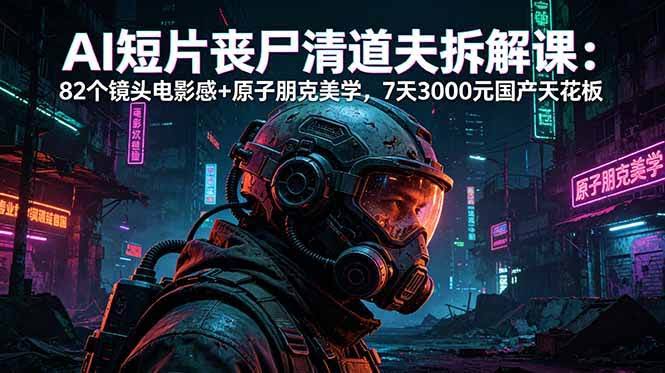 (18649期)AI短片《丧尸清道夫》拆解课:82个镜头电影感+原子朋克美学,7天3000元国产天花板-航海圈