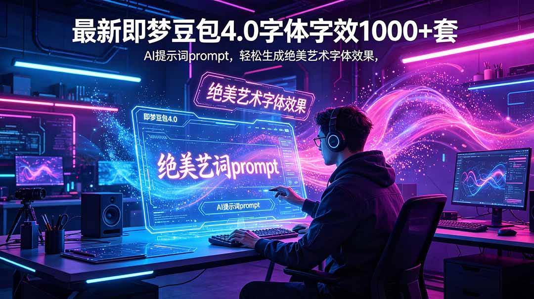 (18650期)最新即梦豆包4.0字体字效1000+套,AI提示词prompt,轻松生成绝美艺术字体效果-航海圈