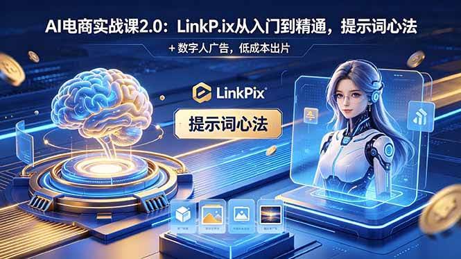 (18655期)AI 电商实战课2.0|LinkPix 从入门到精通,提示词心法 + 数字人广告,低成本出片-航海圈