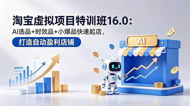 (18666期)淘宝虚拟项目特训班16.0:AI选品+时效品+小爆品快速起店,打造自动盈利店铺-航海圈