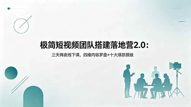 (18672期)极简短视频团队搭建落地营2.0:三天两夜线下课,四维内容罗盘+十大爆款模版-航海圈