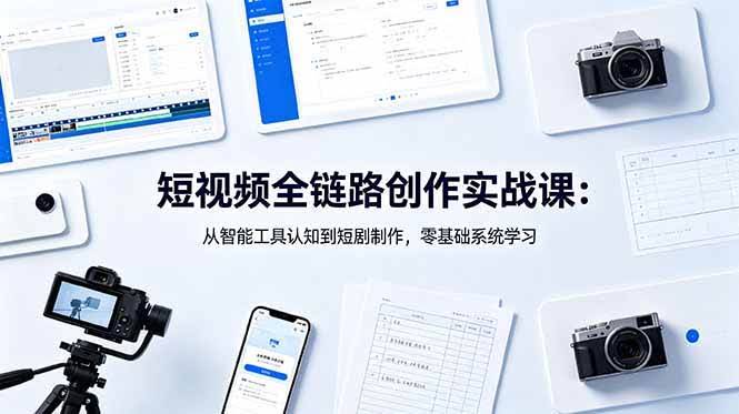 (18683期)短视频全链路创作实战课:从智能工具认知到短剧制作,零基础系统学习-航海圈