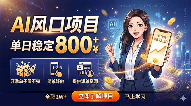 （18691期）AI风口项目，单日稳定800+，旺季单子做不完，简单好做，提供派单资源-航海圈
