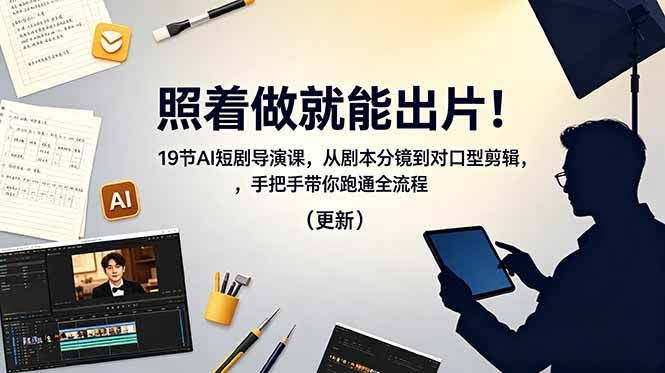 (18694期)照着做就能出片!19节AI短剧导演课,从剧本分镜到对口型剪辑,手把手带你跑通全流程(更新)-航海圈