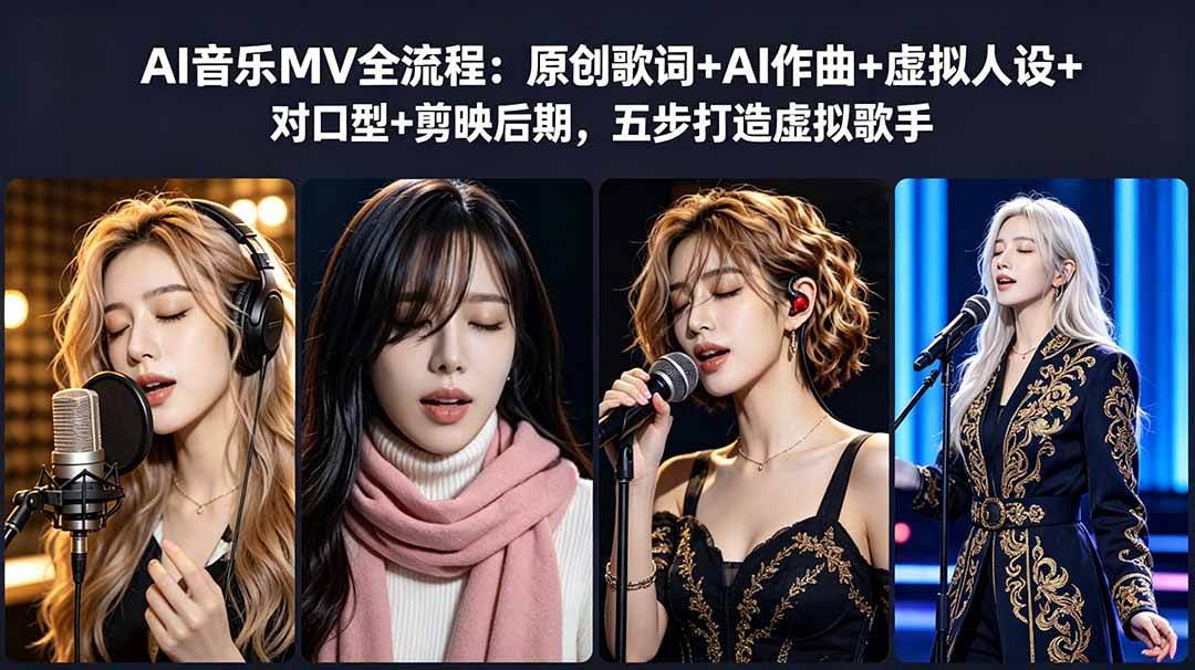 (18710期)AI音乐MV全流程:原创歌词+AI作曲+虚拟人设+对口型+剪映后期,五步打造虚拟歌手-航海圈