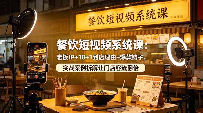 (18712期)餐饮短视频系统课:老板IP+10+1到店理由+爆款钩子,实战案例拆解让门店客流翻倍-航海圈