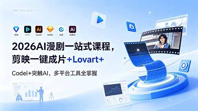 (18736期)2026AI 漫剧一站式课程,剪映一键成片+Lovart+Codel+突触AI,多平台工具全掌握-航海圈