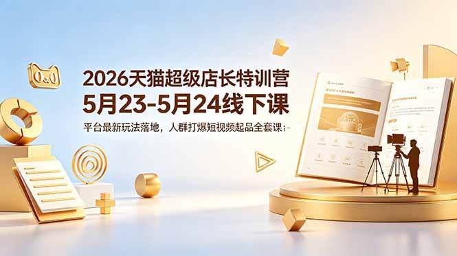 (18741期)2026天猫超级店长特训营5月23-5月24线下课,平台最新玩法落地,人群打爆短视频起品全套课件-航海圈