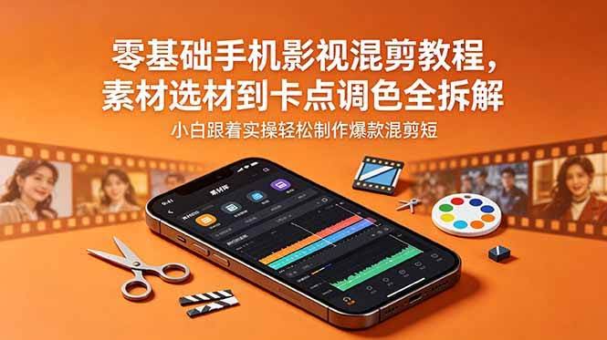 (18750期)零基础手机影视混剪教程,素材选材到卡点调色全拆解,小白跟着实操轻松制作爆款混剪短片-航海圈