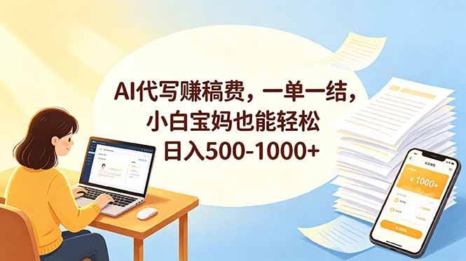 （18772期）AI代写赚稿费，一单一结，小白宝妈也能轻松日入500-1000+-航海圈