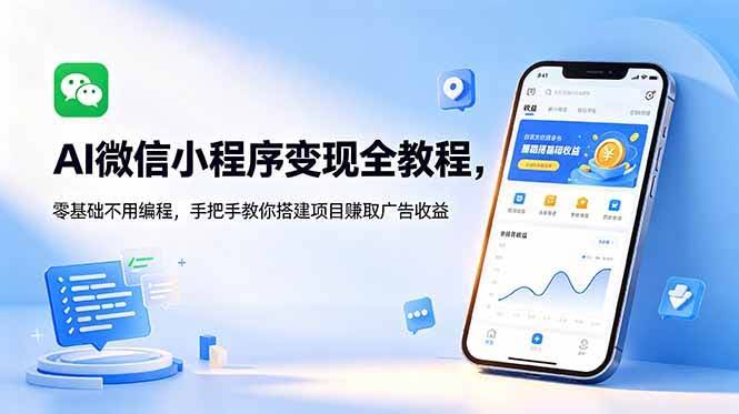 (18773期)AI微信小程序变现全教程,零基础不用编程,手把手教你搭建项目赚取广告收益-航海圈