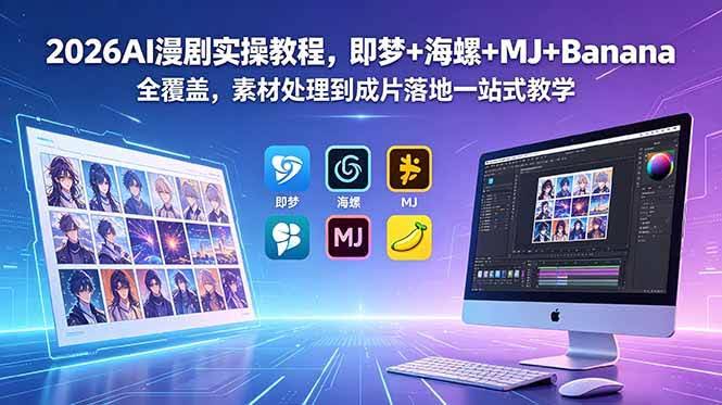 (18774期)2026AI漫剧实操教程,即梦+海螺+MJ+Banana全覆盖,素材处理到成片落地一站式教学-航海圈