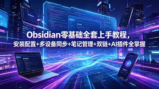 (18797期)Obsidian零基础全套上手教程,安装配置+多设备同步+笔记管理+双链+AI插件全掌握-航海圈