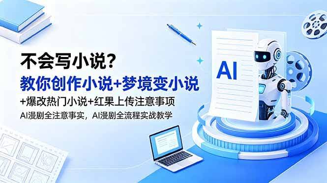(18801期)不会写小说?教你创作小说+梦境变小说+爆改热门小说+红果上传注意事项,AI漫剧全流程实战教学-航海圈