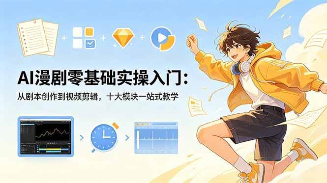 (18812期)AI漫剧零基础实操入门:从剧本创作到视频剪辑,十大模块一站式教学-航海圈