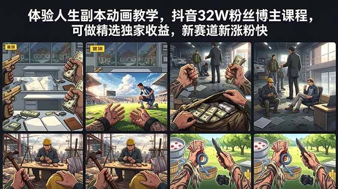 (18826期)体验人生副本动画教学, 抖音32W粉丝博主课程,可做精选独家收益,新赛道新涨粉快-航海圈