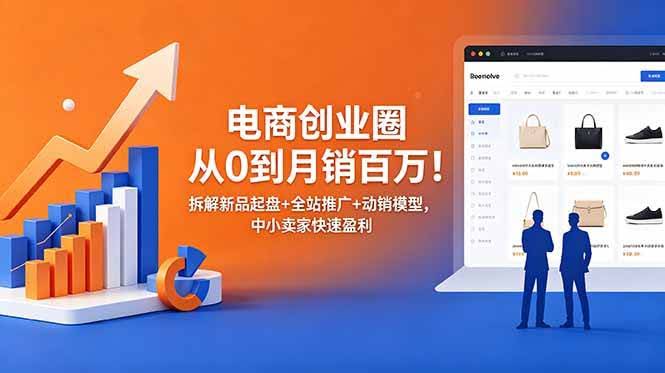 (18831期)电商创业圈从0到月销百万!拆解新品起盘+全站推广+动销模型,中小卖家快速盈利-航海圈