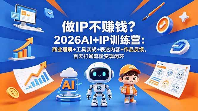 (18839期)做IP不赚钱?2026AI+IP训练营:商业理解+工具实战+表达内容+作品反馈,百天打通流量变现闭环-航海圈