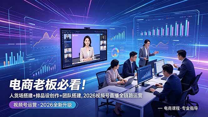 (18845期)电商老板必看!人货场搭建+排品设计+素材创作+团队搭建,2026视频号直播全链路运营-航海圈