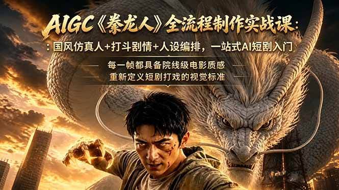 （18849期）AIGC《豢龙人》全流程制作实战课：国风仿真人+打斗剧情+人设编排，一站式AI短剧入门-航海圈